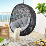 Encase Sunbrella® Swing Outdoor Patio Lounge Chair in Black Gray