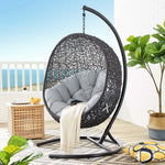 Encase Sunbrella® Swing Outdoor Patio Lounge Chair in Black Gray