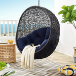 Encase Sunbrella® Swing Outdoor Patio Lounge Chair in Black Navy