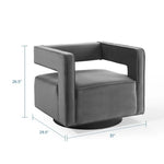 Booth Performance Velvet Performance Velvet Swivel Armchair in Gray