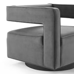 Booth Performance Velvet Performance Velvet Swivel Armchair in Gray