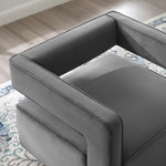 Booth Performance Velvet Performance Velvet Swivel Armchair in Gray