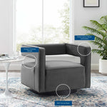 Booth Performance Velvet Performance Velvet Swivel Armchair in Gray