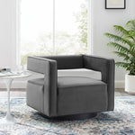 Booth Performance Velvet Performance Velvet Swivel Armchair in Gray