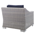 Conway Sunbrella® Outdoor Patio Wicker Rattan Armchair in Light Gray Navy
