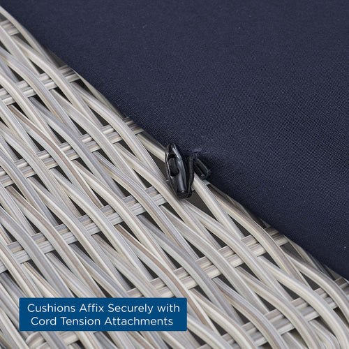 Conway Sunbrella® Outdoor Patio Wicker Rattan Armchair in Light Gray Navy