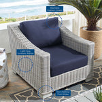 Conway Sunbrella® Outdoor Patio Wicker Rattan Armchair in Light Gray Navy