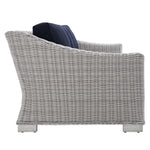 Conway Sunbrella® Outdoor Patio Wicker Rattan Sofa in Light Gray Navy