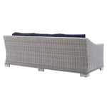 Conway Sunbrella® Outdoor Patio Wicker Rattan Sofa in Light Gray Navy