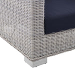 Conway Sunbrella® Outdoor Patio Wicker Rattan Sofa in Light Gray Navy