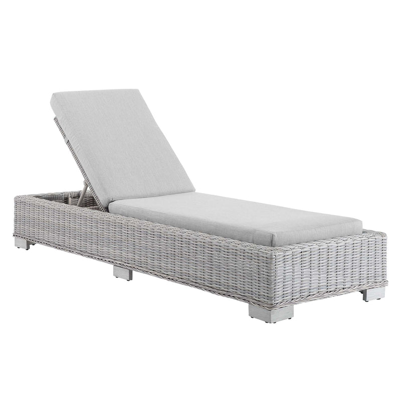 Conway Sunbrella® Outdoor Patio Wicker Rattan Chaise Lounge in Light Gray Gray