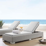 Conway Sunbrella® Outdoor Patio Wicker Rattan Chaise Lounge in Light Gray Gray