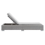 Conway Sunbrella® Outdoor Patio Wicker Rattan Chaise Lounge in Light Gray Gray