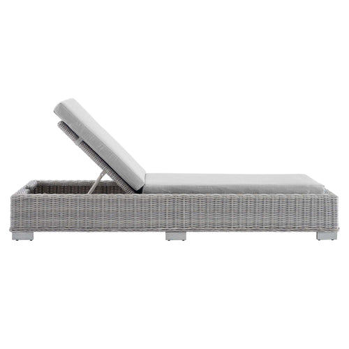 Conway Sunbrella® Outdoor Patio Wicker Rattan Chaise Lounge in Light Gray Gray
