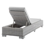 Conway Sunbrella® Outdoor Patio Wicker Rattan Chaise Lounge in Light Gray Gray
