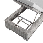 Conway Sunbrella® Outdoor Patio Wicker Rattan Chaise Lounge in Light Gray Gray