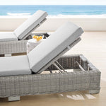 Conway Sunbrella® Outdoor Patio Wicker Rattan Chaise Lounge in Light Gray Gray