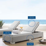 Conway Sunbrella® Outdoor Patio Wicker Rattan Chaise Lounge in Light Gray Gray