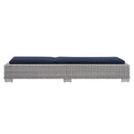 Conway Sunbrella® Outdoor Patio Wicker Rattan Chaise Lounge in Light Gray Navy
