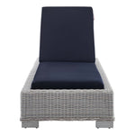 Conway Sunbrella® Outdoor Patio Wicker Rattan Chaise Lounge in Light Gray Navy
