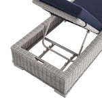 Conway Sunbrella® Outdoor Patio Wicker Rattan Chaise Lounge in Light Gray Navy