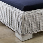 Conway Sunbrella® Outdoor Patio Wicker Rattan Chaise Lounge in Light Gray Navy