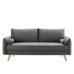 Revive Performance Velvet Sofa in Gray