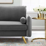 Revive Performance Velvet Sofa in Gray