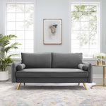 Revive Performance Velvet Sofa in Gray