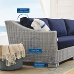 Conway 4-Piece Sunbrella® Outdoor Patio Wicker Rattan Furniture Set in Light Gray Navy