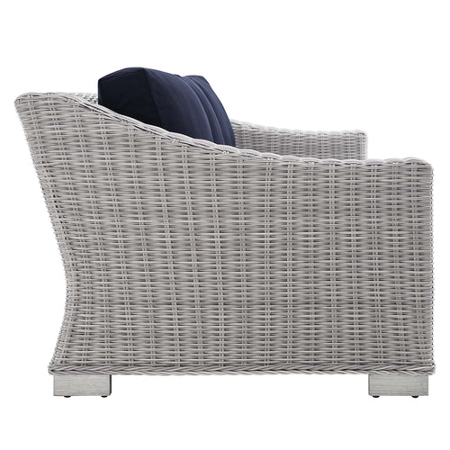 Conway 4-Piece Sunbrella® Outdoor Patio Wicker Rattan Furniture Set in Light Gray Navy