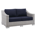 Conway 4-Piece Sunbrella® Outdoor Patio Wicker Rattan Furniture Set in Light Gray Navy