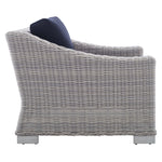 Conway 4-Piece Sunbrella® Outdoor Patio Wicker Rattan Furniture Set in Light Gray Navy