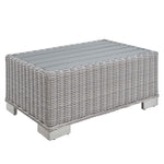 Conway 4-Piece Sunbrella® Outdoor Patio Wicker Rattan Furniture Set in Light Gray Navy