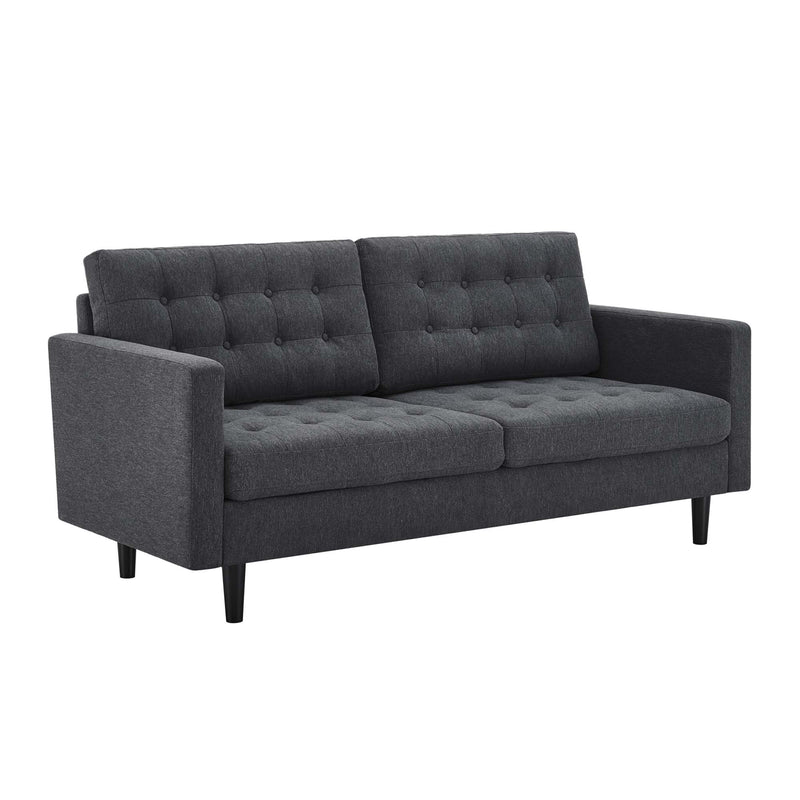 Exalt Tufted Fabric Sofa in Charcoal