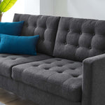 Exalt Tufted Fabric Sofa in Charcoal