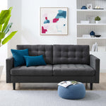 Exalt Tufted Fabric Sofa in Charcoal