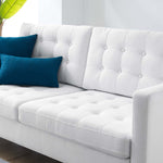 Exalt Tufted Fabric Sofa in White