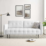 Cameron Tufted Fabric Sofa in White