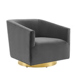 Twist Accent Lounge Performance Velvet Swivel Chair in Gold Charcoal