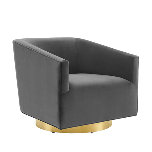 Twist Accent Lounge Performance Velvet Swivel Chair in Gold Charcoal