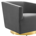 Twist Accent Lounge Performance Velvet Swivel Chair in Gold Charcoal