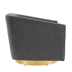 Twist Accent Lounge Performance Velvet Swivel Chair in Gold Charcoal