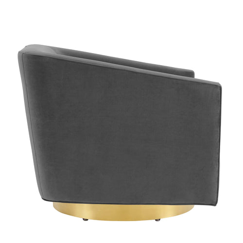 Twist Accent Lounge Performance Velvet Swivel Chair in Gold Charcoal