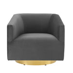 Twist Accent Lounge Performance Velvet Swivel Chair in Gold Charcoal