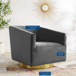 Twist Accent Lounge Performance Velvet Swivel Chair in Gold Charcoal