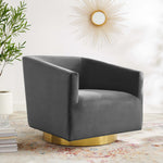 Twist Accent Lounge Performance Velvet Swivel Chair in Gold Charcoal