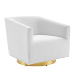Twist Accent Lounge Performance Velvet Swivel Chair in Gold White