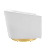 Twist Accent Lounge Performance Velvet Swivel Chair in Gold White