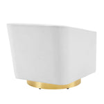 Twist Accent Lounge Performance Velvet Swivel Chair in Gold White